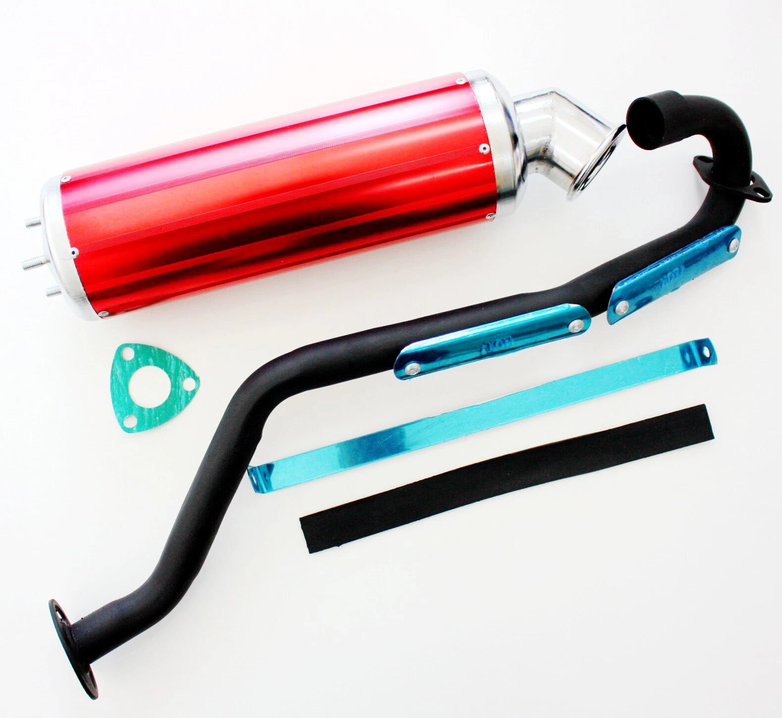 Exhaust Pipe + Red Alloy Muffler for 150cc 200cc 250cc Quad ATV Dune Buggy