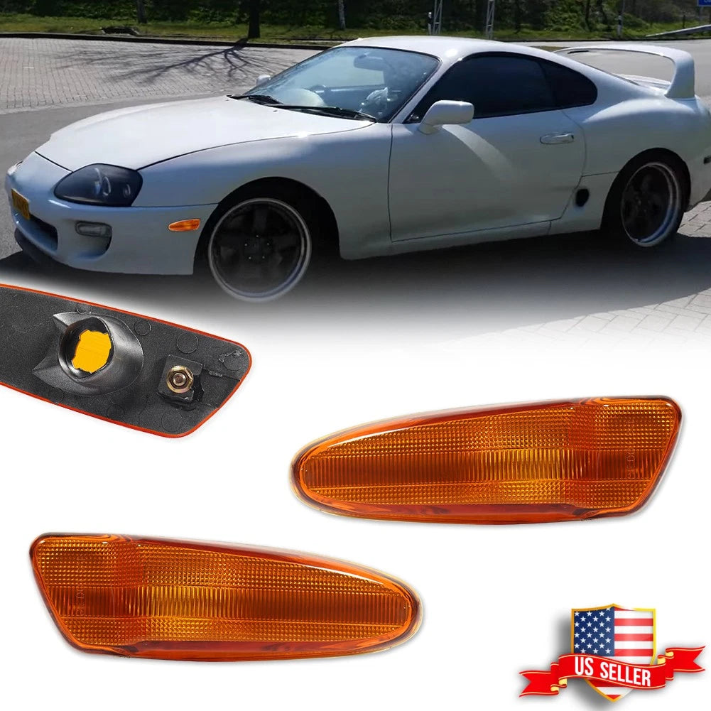 2X Amber Lens Front Bumper Side Marker Lights for Toyota Celica (2000–2005)