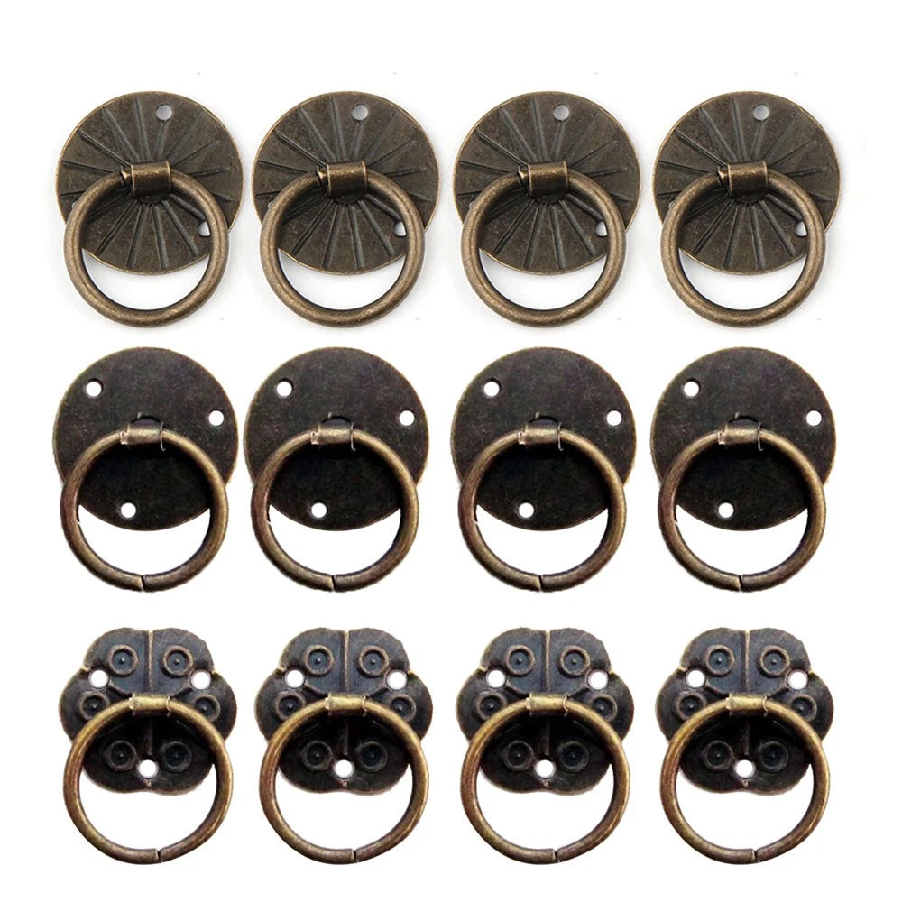 Set of 12 Antique Door Handle Rings for Jewelry Box Cabinet Drawer (20mm)