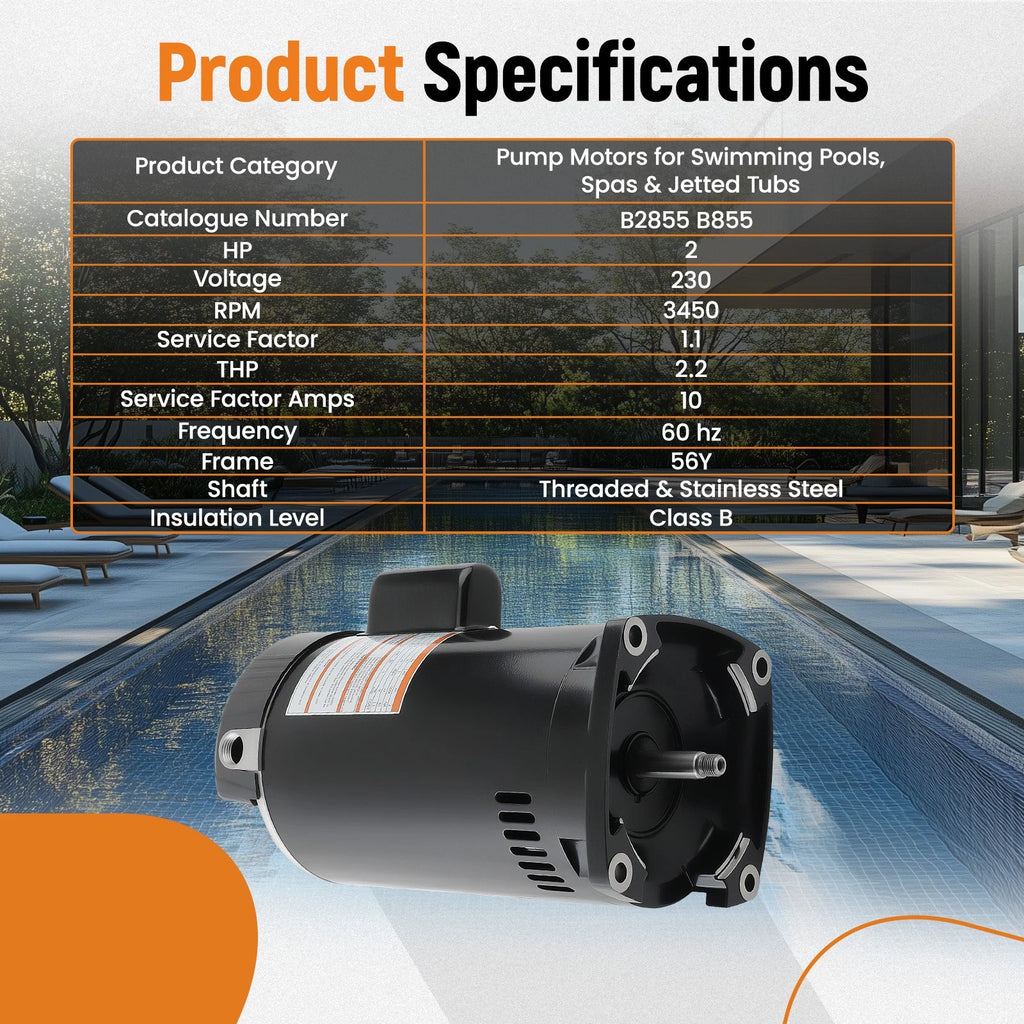 2HP Pool Pump Motor for B2855 (230V)