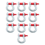Set of 10 Bow-Shaped D Ring Shackles 2 Ton Working Load Limit