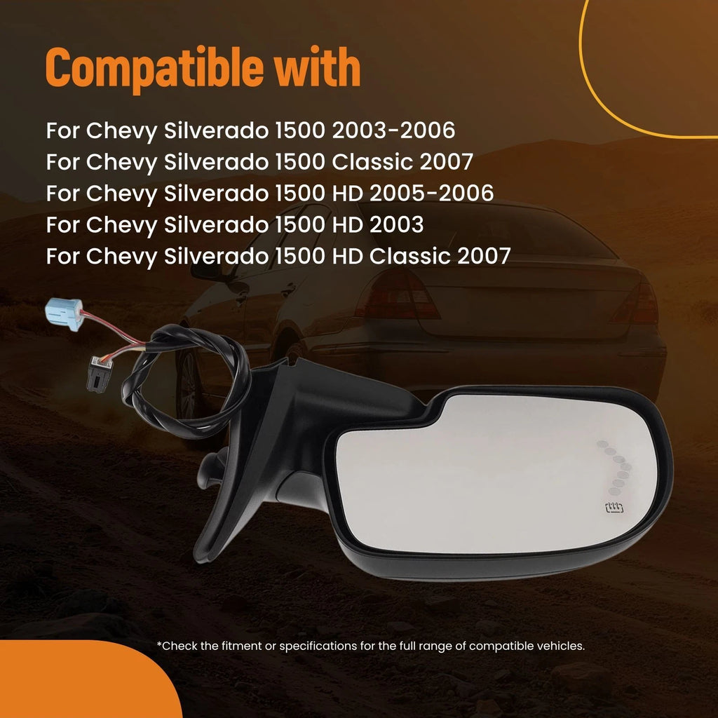 Side Mirror Pair for Chevy Silverado 1500 HD (2003) Heated Power 62133-34G-P81
