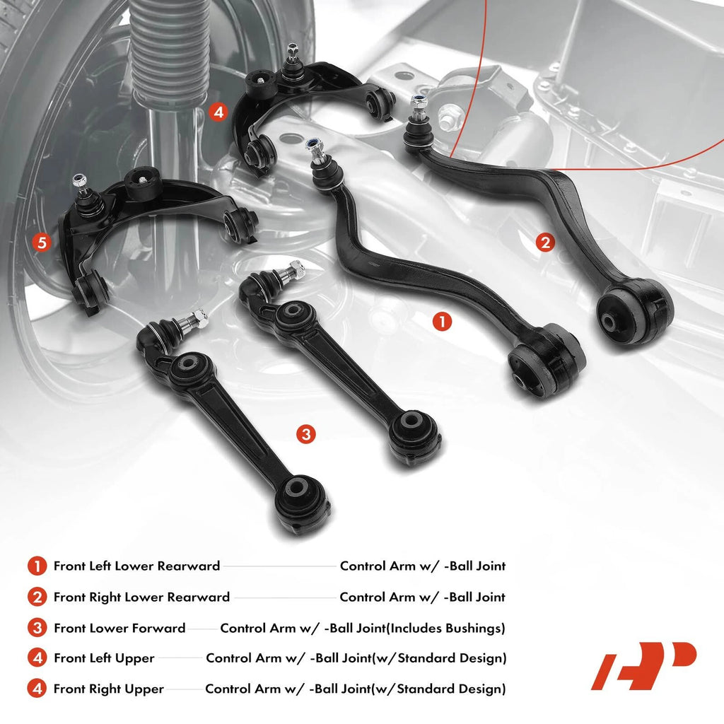 Set of 6 Front Lower & Upper Control Arms with Ball Joints for Ford Fusion (2007–2012)