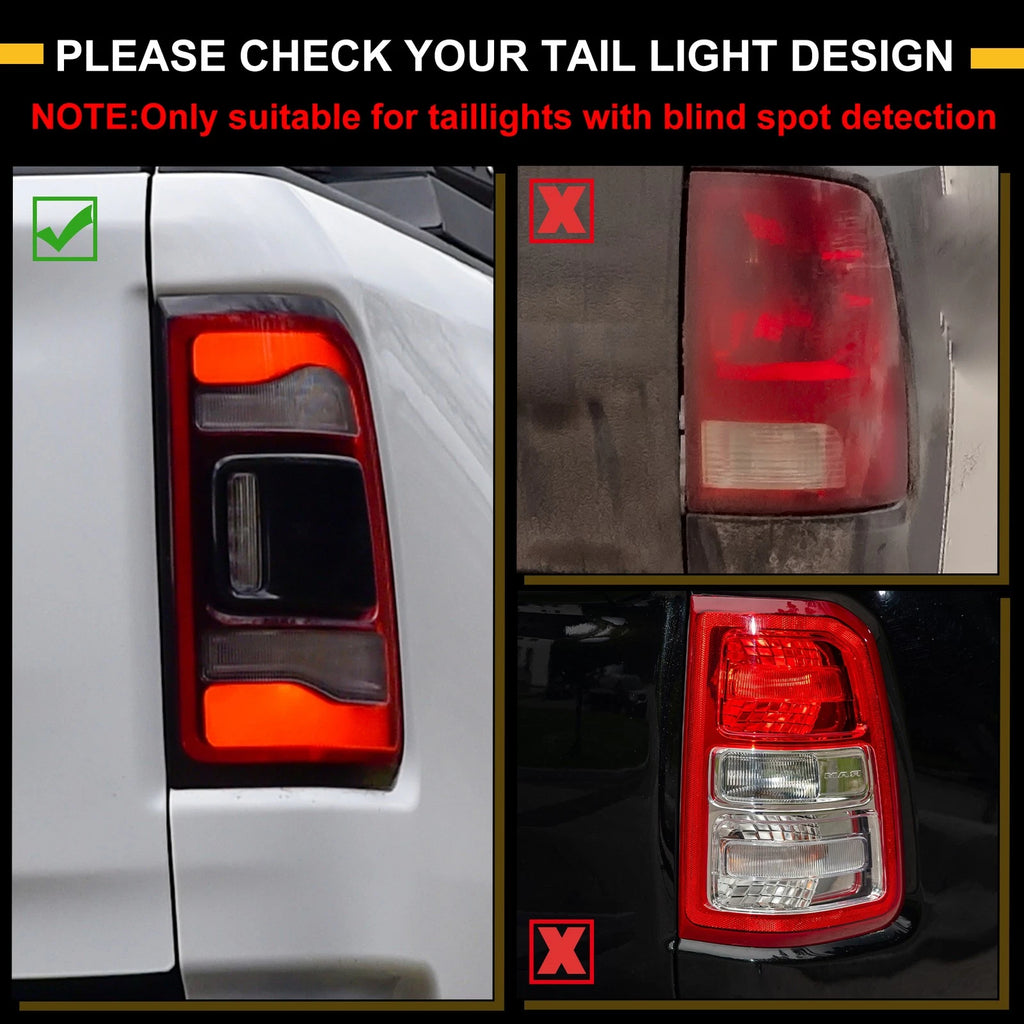 Tail Light Cover Trim for Dodge Ram 1500 2500 3500 (2019–2024)
