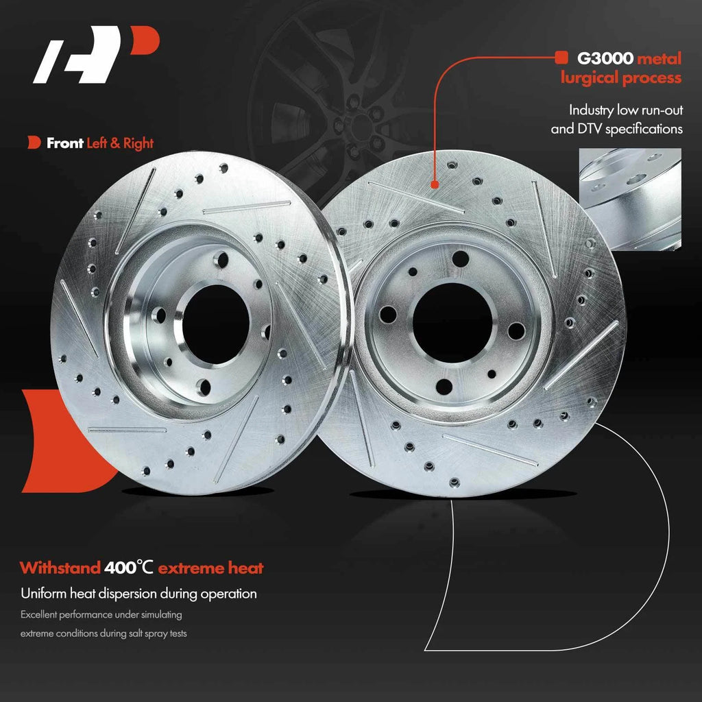 Front Drilled Brake Rotors for Hyundai Accent, Kia Rio (2006–2011)