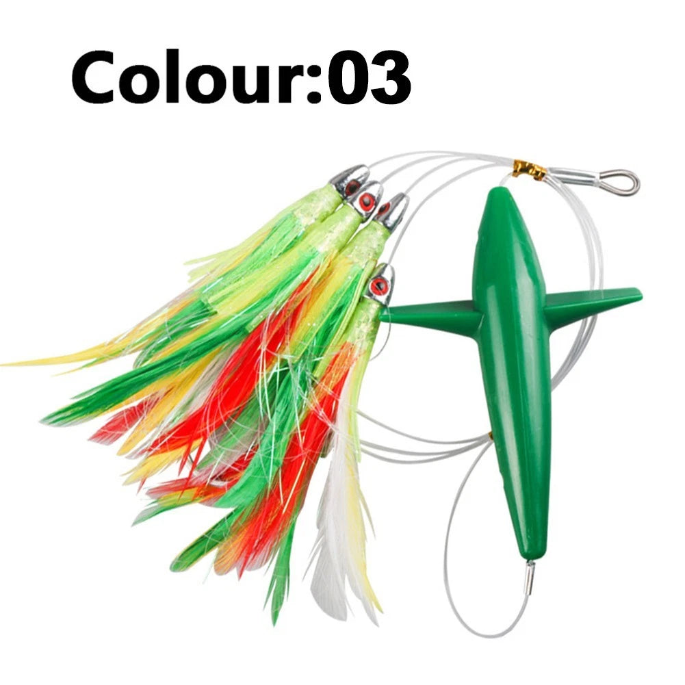 Sea Bird Teaser Bait Lure for Offshore Boat Fishing (4.7in Multi-Feather)