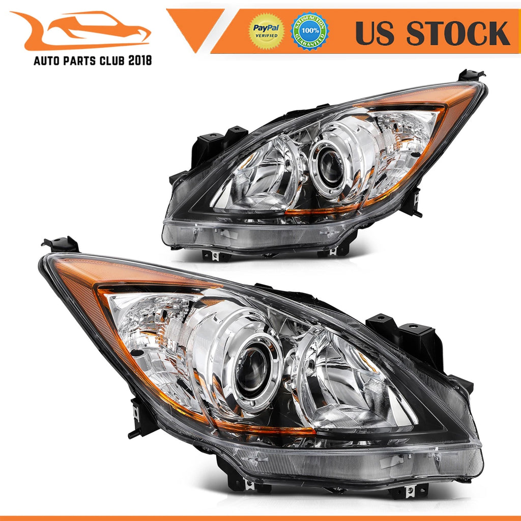 Headlight Assembly Pair for Mazda 3 (2010–2013) Clear Lens Replacement