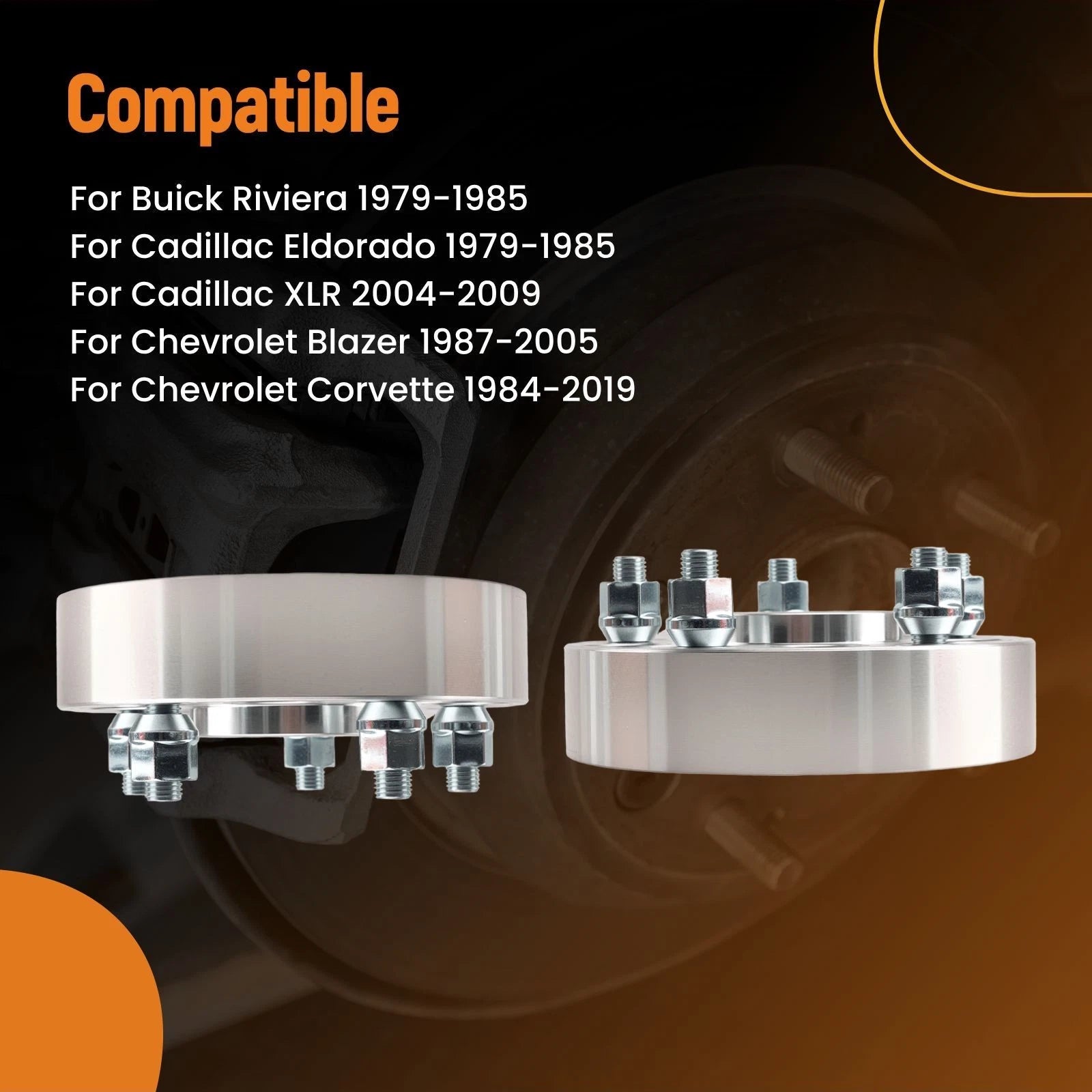 2X 1.5 Inch Wheel Spacers for Chevrolet Corvette Blazer Jimmy 5x4.75 (1984–2019)