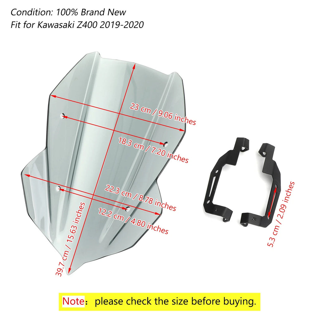 ABS Windscreen for Kawasaki Z400 (2019–2020) - 4mm Gray