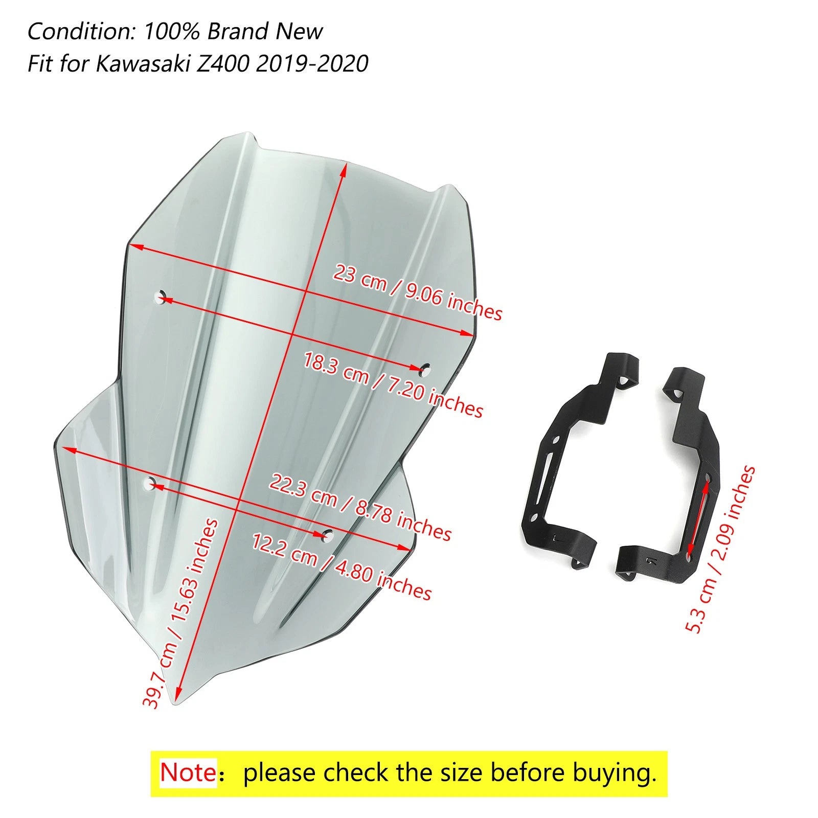 ABS Windscreen for Kawasaki Z400 (2019–2020) - 4mm Gray