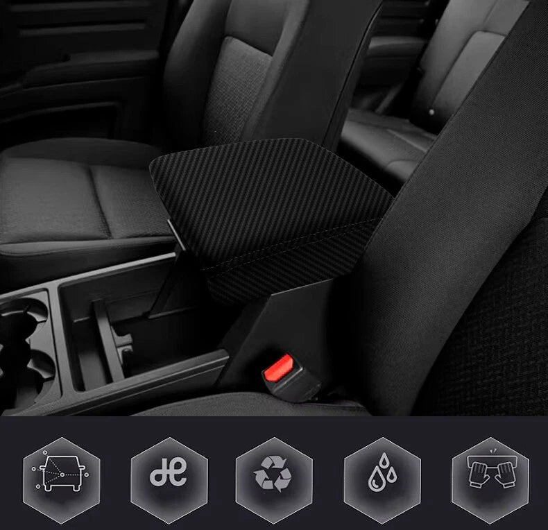Console Lid Armrest Cover for Honda Ridgeline (2006–2014) Carbon Fiber Black