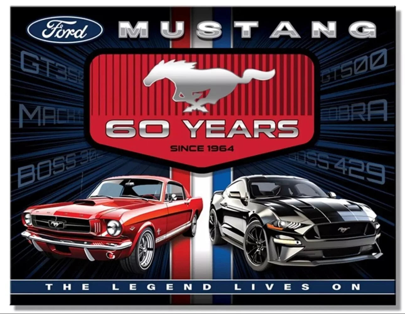 Tin Metal Sign for Ford Mustang (1964–2024) - 2862