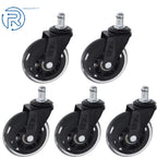 Set of 5 Rubber Swivel Wheels for Office Chair (3 Inch)
