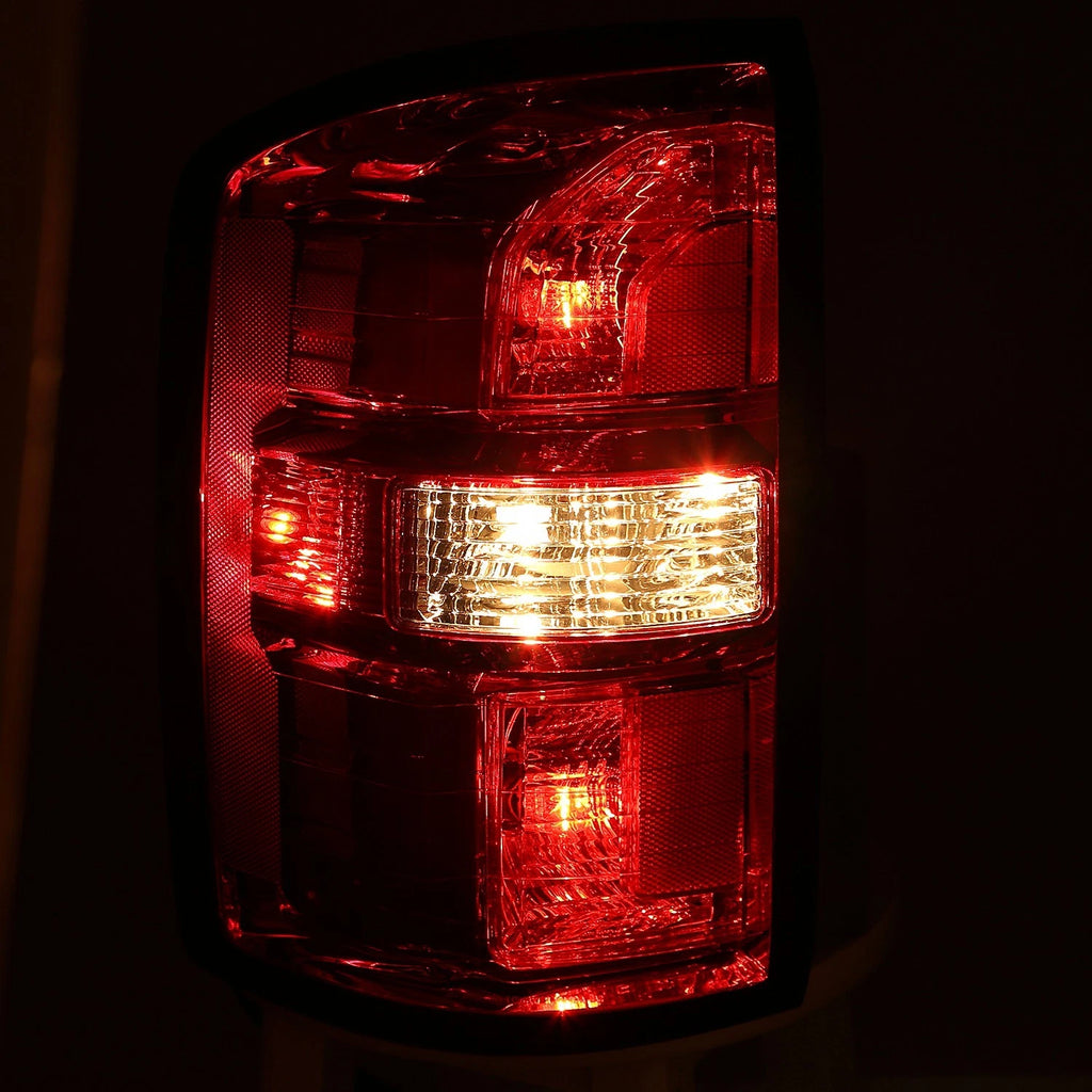 Driver Side Taillight for GMC Sierra 1500 (2014–2015) OE Chrome Red Lens
