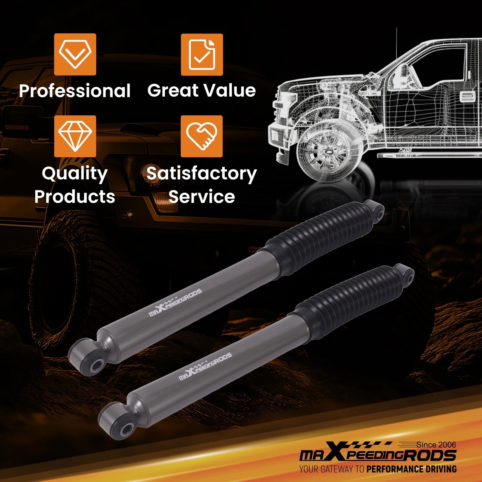 0-4" Rear Shock Absorbers Lift Kit for Chevy Silverado GMC Sierra 1500 (2007–2022)