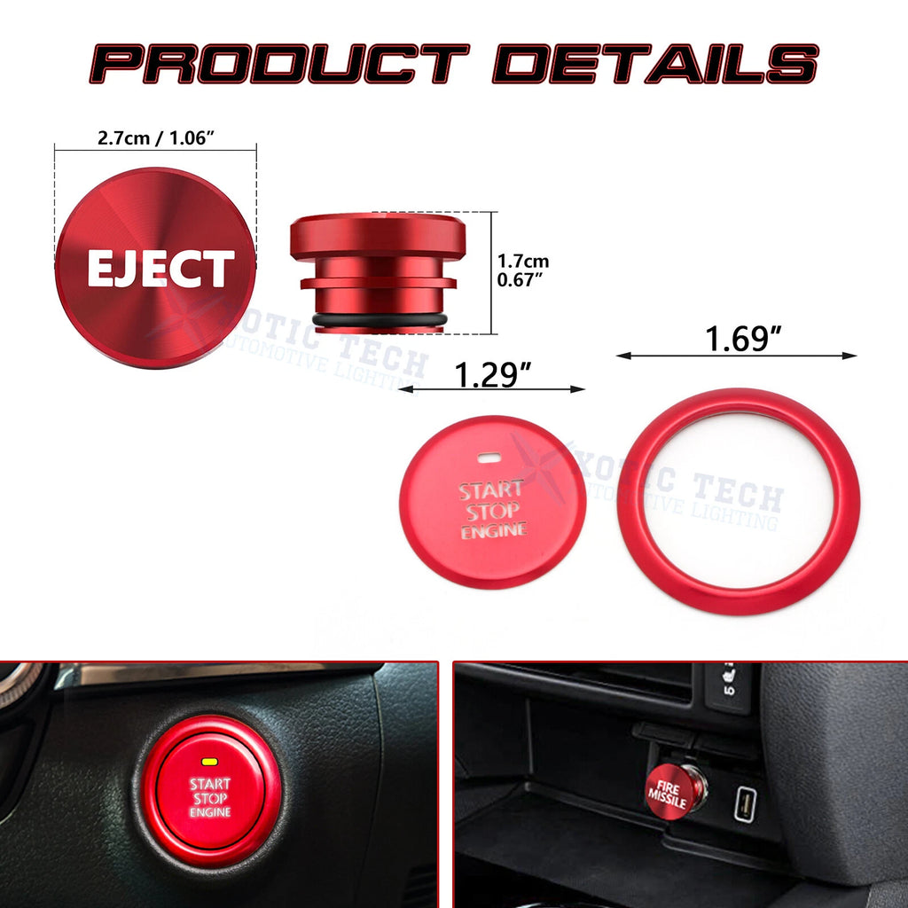 Red Alloy Engine Start & Cigarette Lighter Eject Button Trim for Mazda 3 (2020-2024)