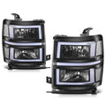 Square LED DRL Sequential Turn Headlights for Silverado 1500 (2014–2015)