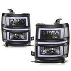 Square LED DRL Sequential Turn Headlights for Silverado 1500 (2014–2015)