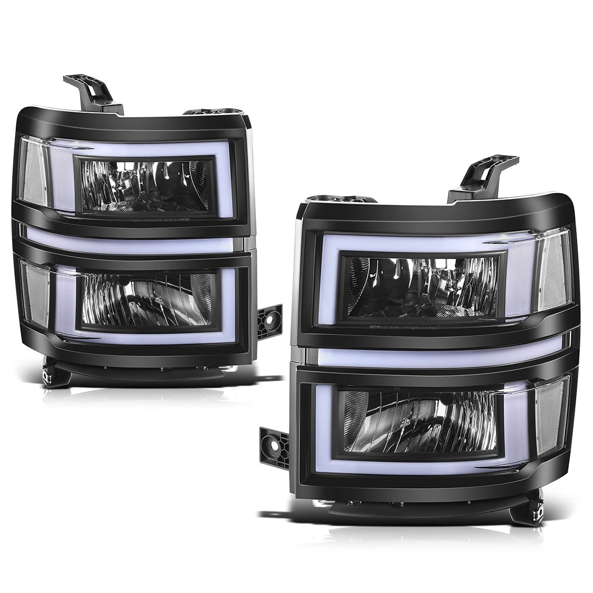 Square LED DRL Sequential Turn Headlights for Silverado 1500 (2014–2015)