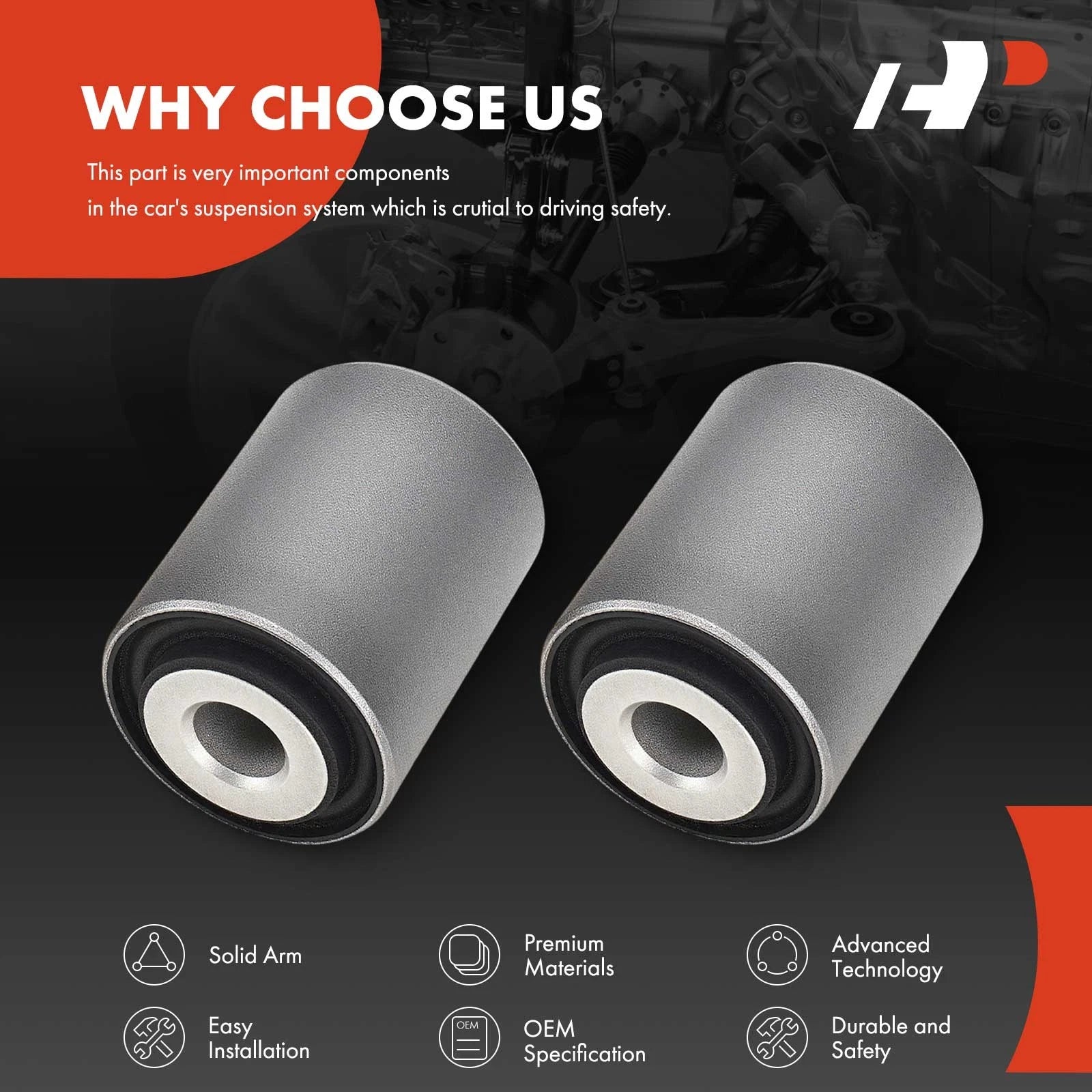 2X Front Lower Control Arm Bushing Kit for Jeep Grand Cherokee (1999-2021)
