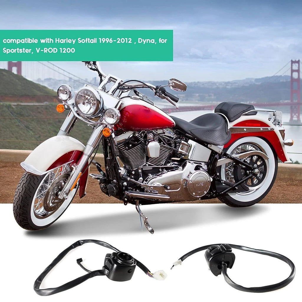 1" Handlebar Control Switches w/ Wiring Harness Kit for Harley