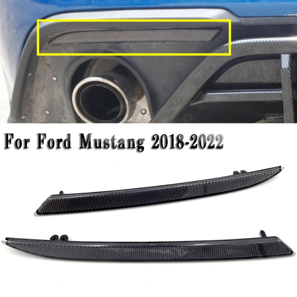 Set of 2 Rear Bumper Reflectors for Mustang (2018–2022) Black Smoked Lens