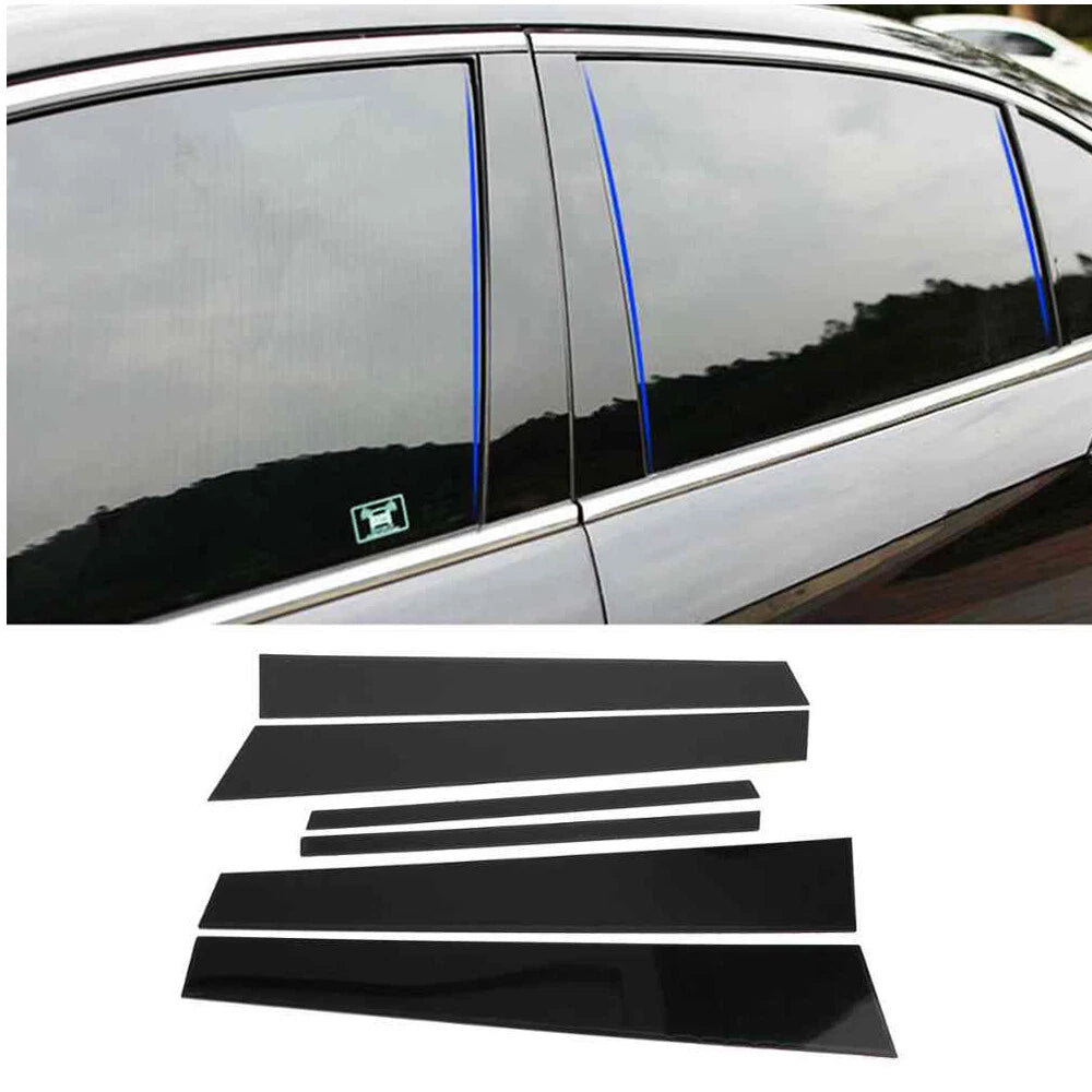 Set of 6 Black Pillar Posts Door Trim Covers for Honda Civic (2006–2011)
