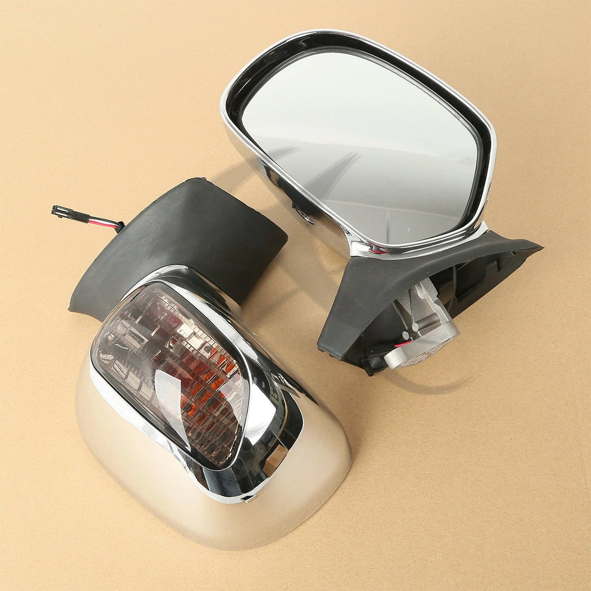 Chrome Rear View Mirrors with Turn Signal Lens for Honda Goldwing GL1800 (2001–2017)