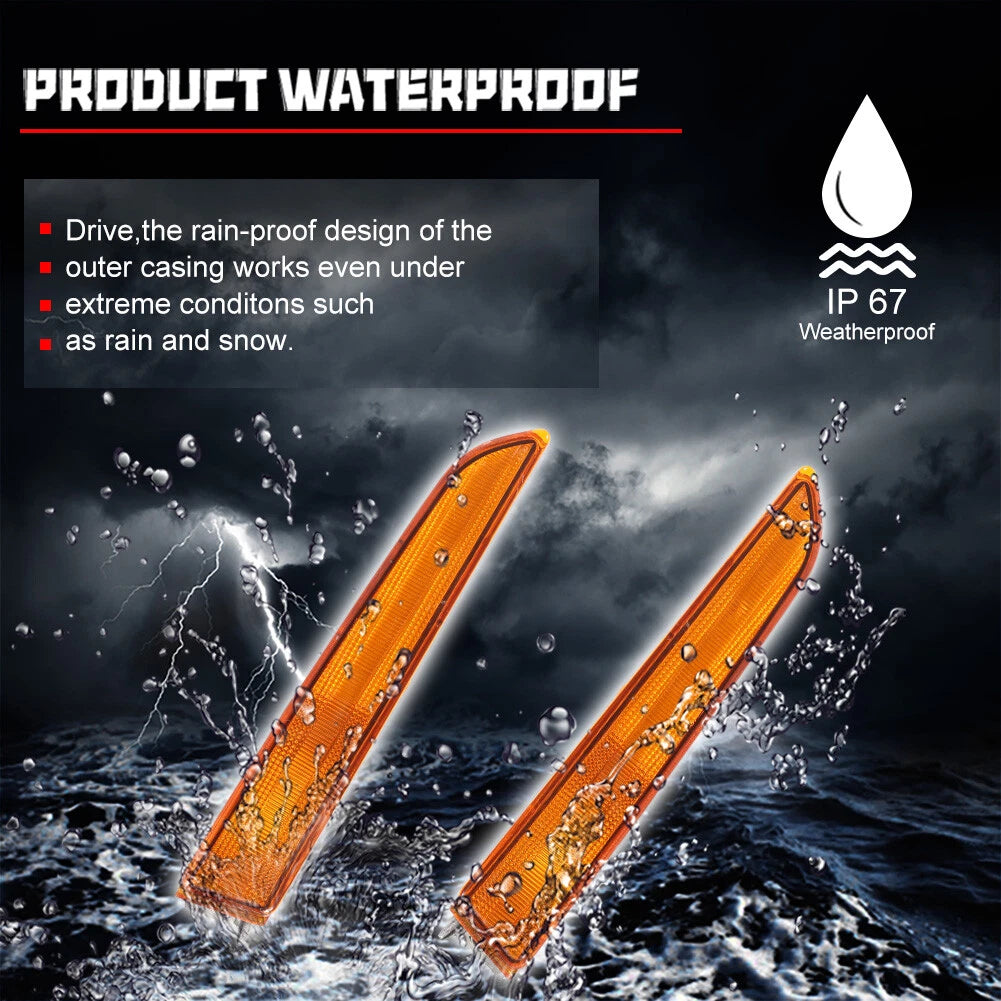 2X Amber Lens Front Bumper Side Marker Lights for Ford Fusion (2010–2012)
