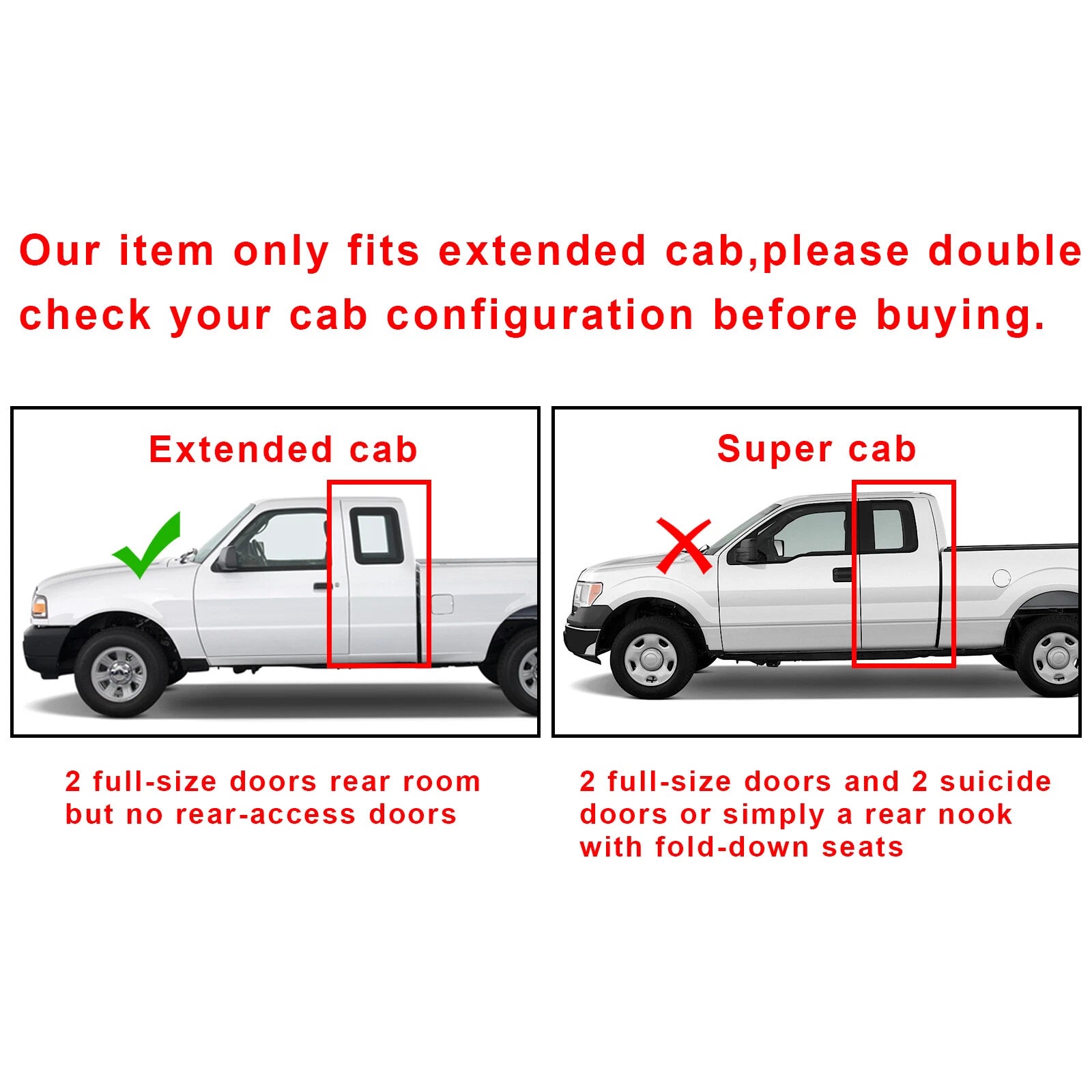 Pair Rocker Panels for Ford Ranger 1993–2011 2 Door Extended Cab