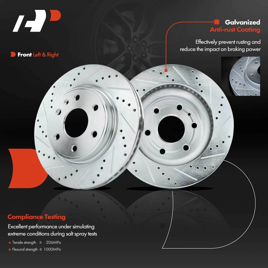 Set of 8 Front Drilled Brake Rotors and Pads for Chevrolet Traverse (2009–2023)