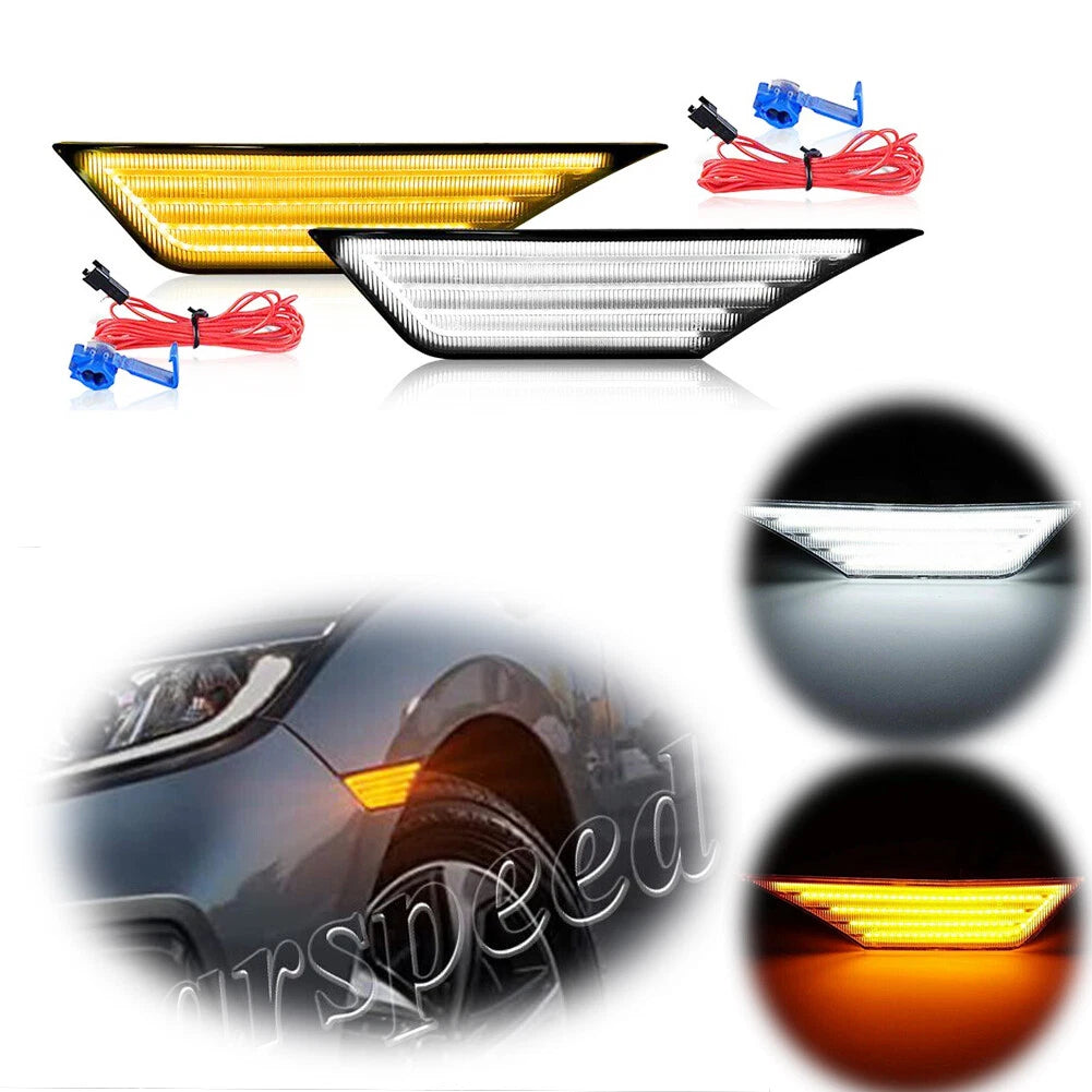2X Smoked Side Marker Light Sequential Turn Signal Lamps for Honda Civic (2016–2021)