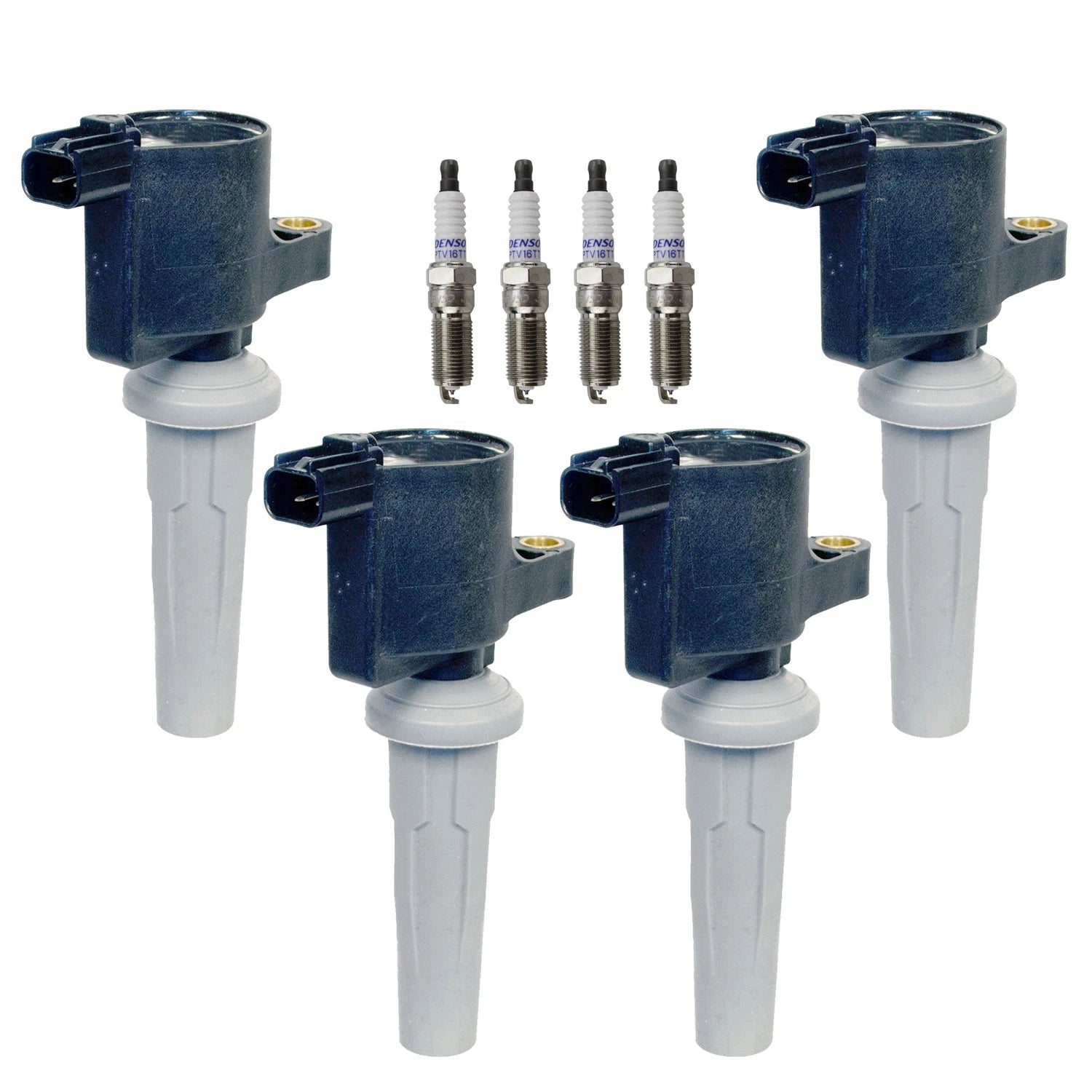 Set of 4 Ignition Coils & Platinum Spark Plugs for Ford Escape Fusion Milan MKZ