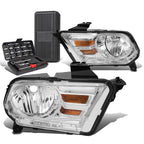 Chrome/Amber Signal Headlight Set for Ford Mustang (2010–2014)