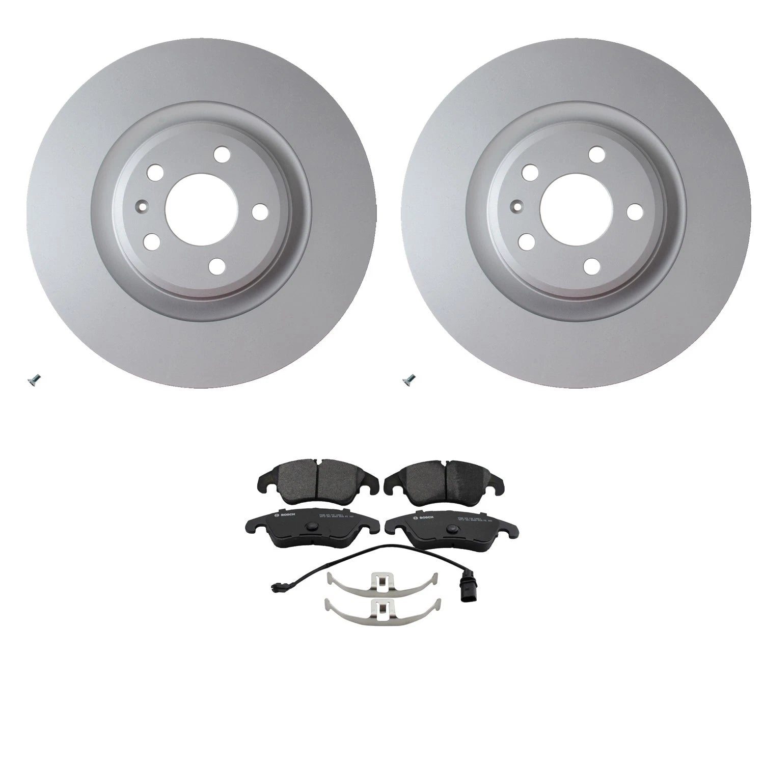Hella Front Rotors & Bosch QuietCast Brake Pads Kit for Audi A4 S5 (2009–2016)