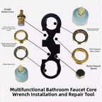 Alloy Faucet Wrench Tool with 6 Standard Size Adapters for Sink Repair