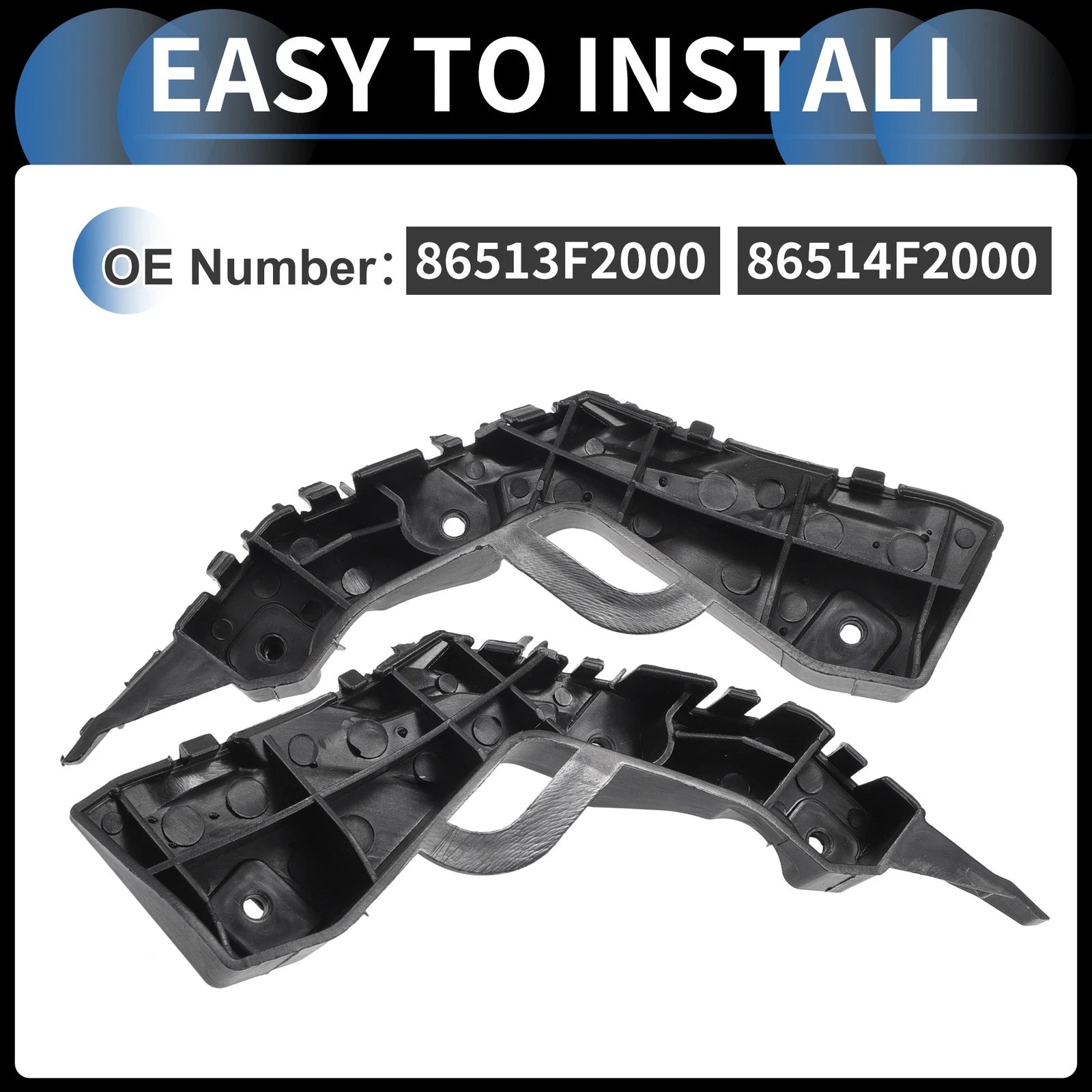 1 Pair Front Bumper Retainer Bracket No. 86513F2000 for Hyundai Elantra (2017–2018)