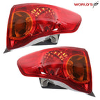 Set of 2 Outer Tail Lights for Toyota Corolla (2009–2010) Red Halogen