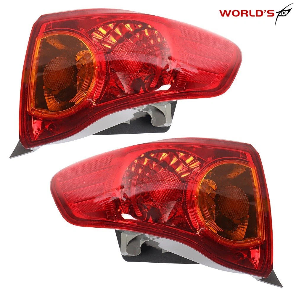 Set of 2 Outer Tail Lights for Toyota Corolla (2009–2010) Red Halogen