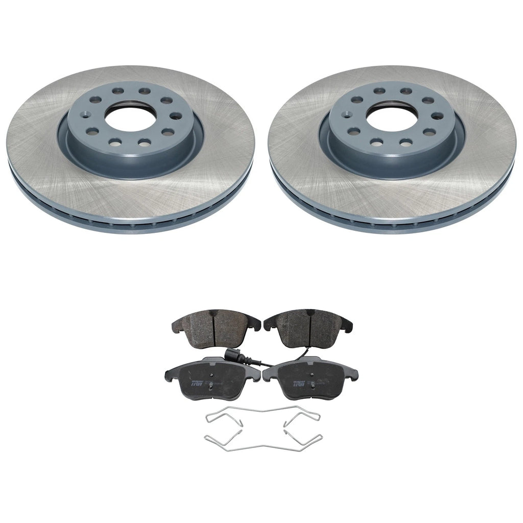 Set of 4 DuraGo Front Rotors & TRW Pro Low-Metallic Brake Pads for Passat Tiguan Q3 (2012–2021)
