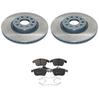 Set of 4 DuraGo Front Rotors & TRW Pro Low-Metallic Brake Pads for Passat Tiguan Q3 (2012–2021)