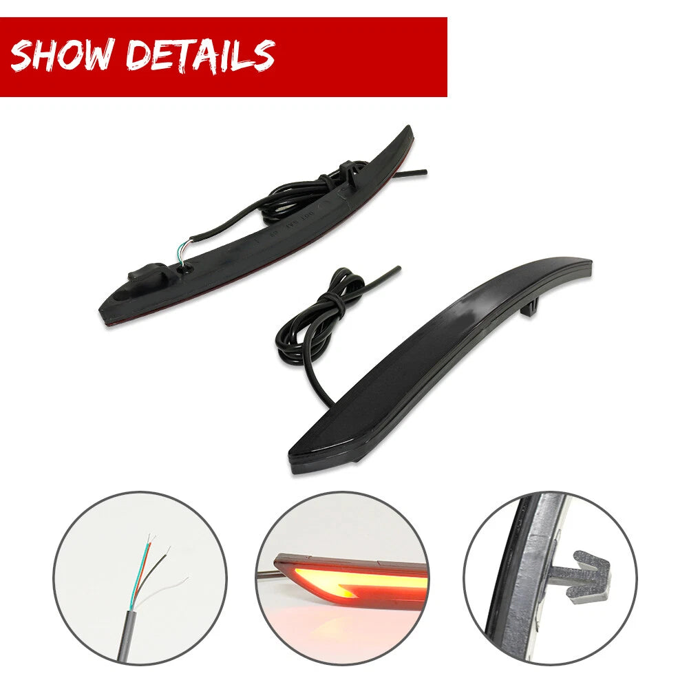 2X LED Rear Reflector Brake Tail Signal Lights for Ford Fusion (2013–2018)