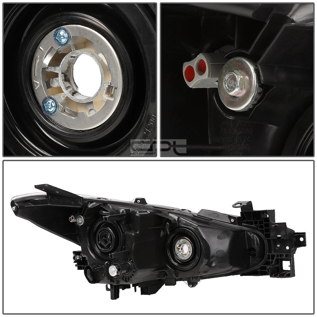 Pair Chrome Housing Amber Corner Projector Headlights for Mazda 3 (2014–2016)