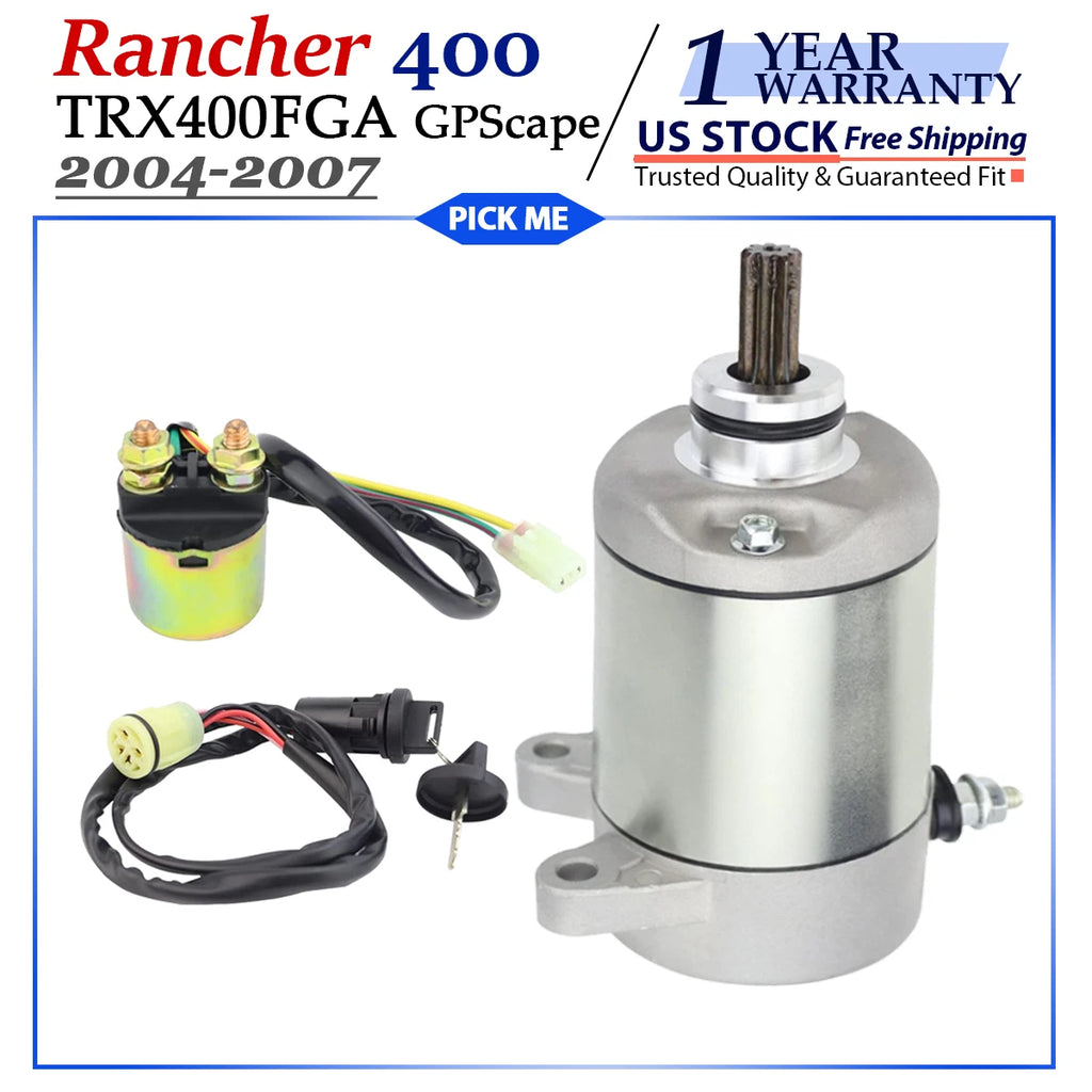 Starter with Relay & Switch for Honda TRX400FGA Rancher 400 (2004–2007)