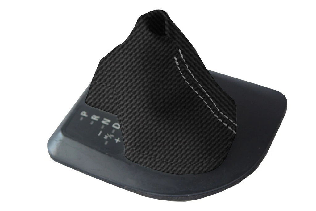 Automatic Shift Boot Cover for BMW X3 (2003–2010) Carbon Fiber Gray Stitch