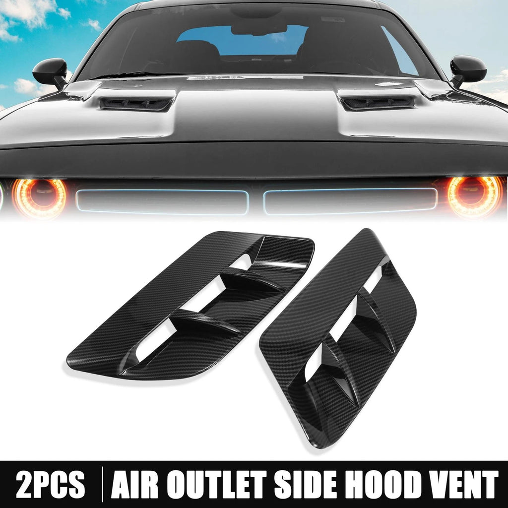 2pcs Hood Air Vent Cover Carbon Fiber for Dodge Challenger (2015–2020) 782685122597