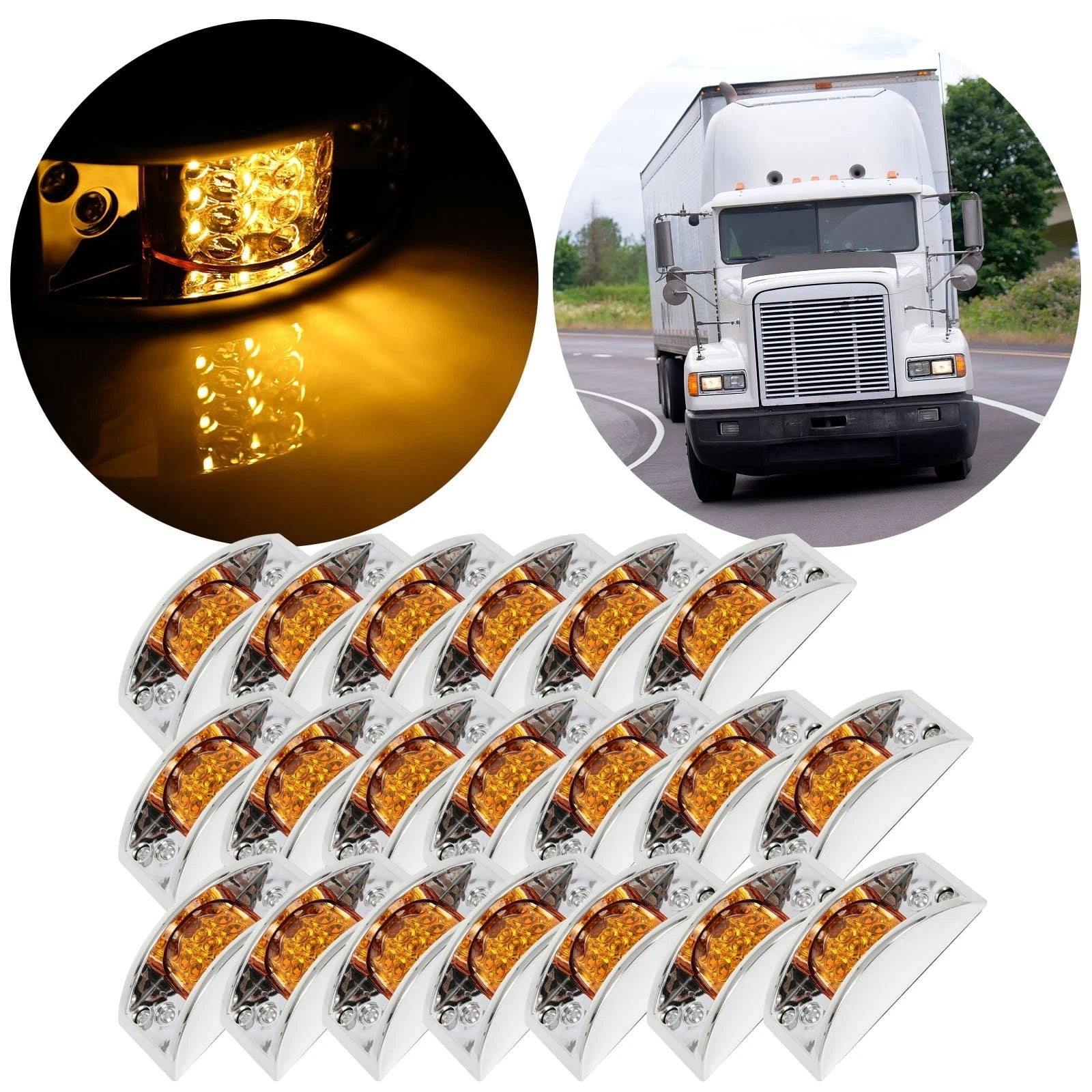 20X LED Amber Side Marker Lights for Peterbilt Truck (Fits Pickup Lorry)