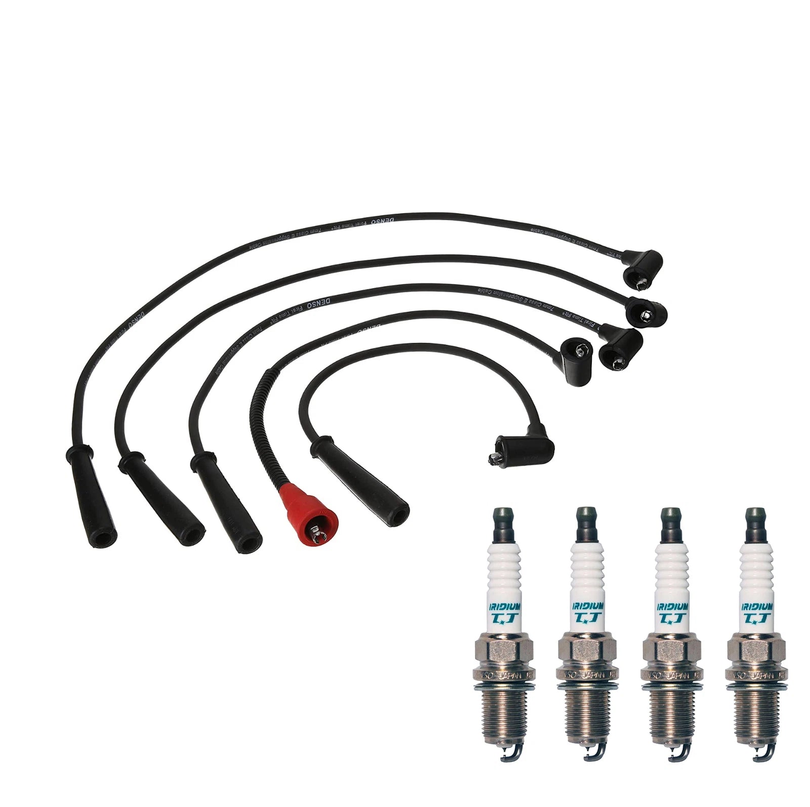 Denso Wire Set & 4 Iridium TT Spark Plugs for Mazda 2.2 L4 (0.040)