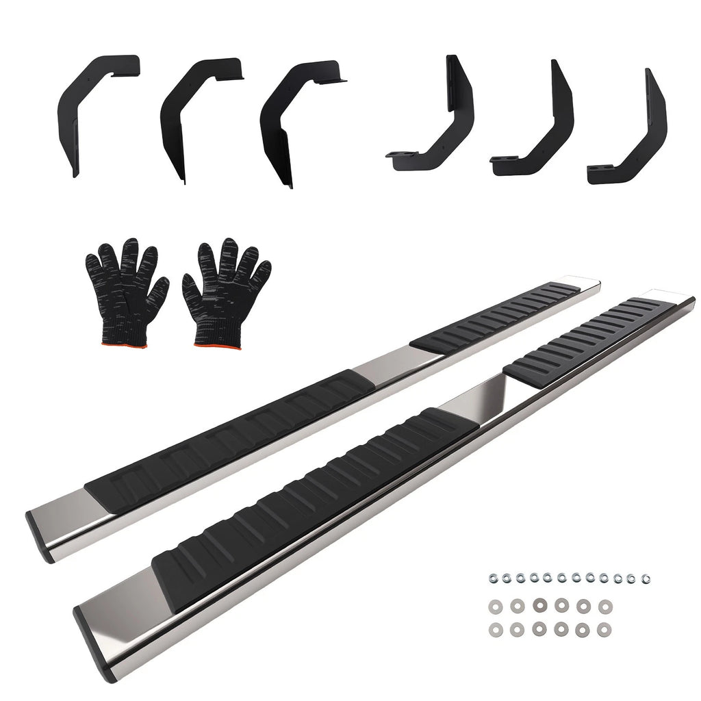 Nerf Bars Running Boards for Nissan Frontier Crew Cab (2005–2024) Black Silver
