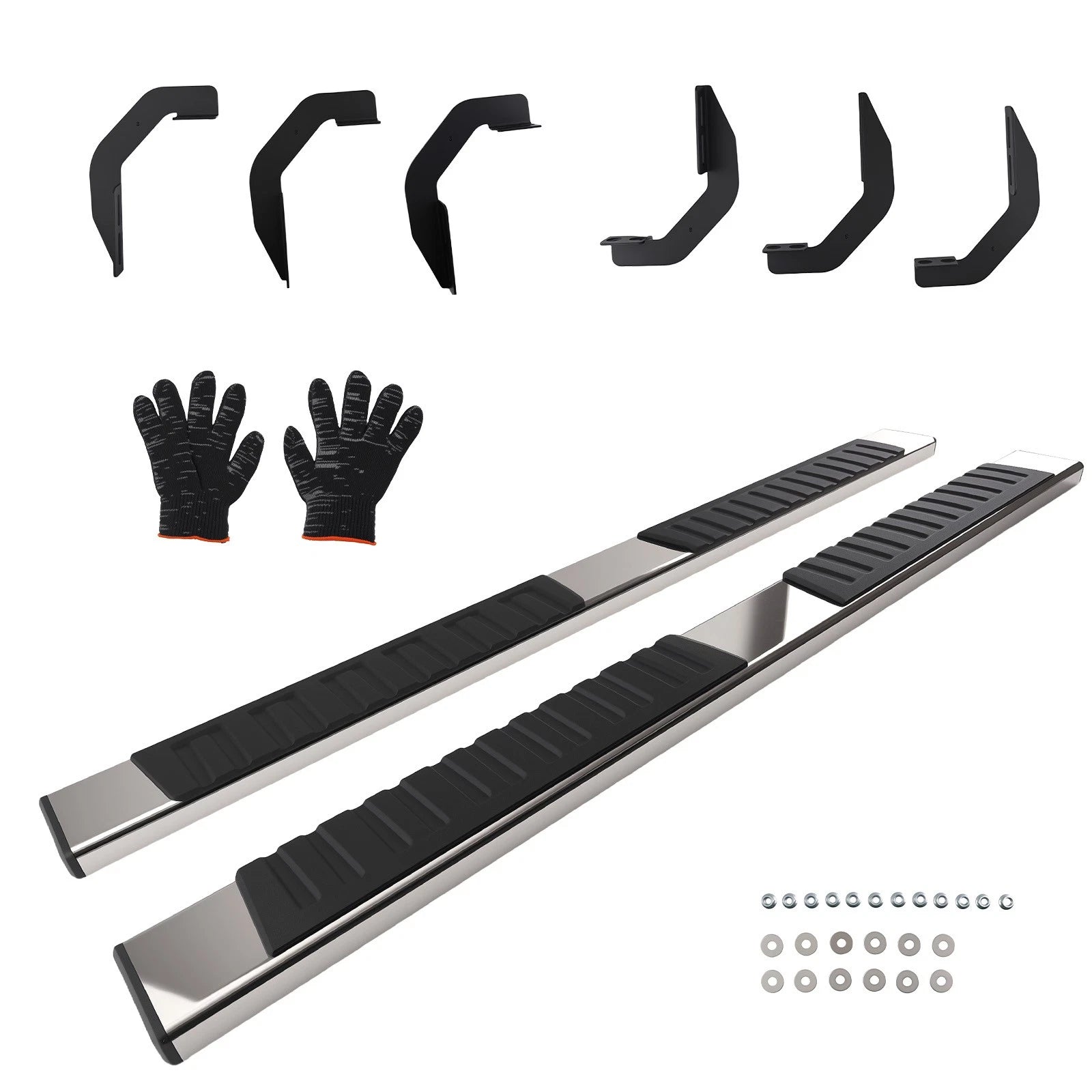 Nerf Bars Running Boards for Nissan Frontier Crew Cab (2005–2024) Black Silver